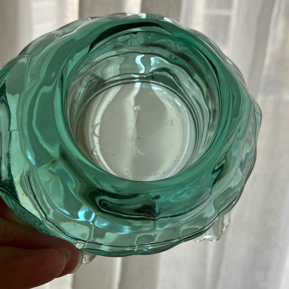 Vintage Indiana Glass Spanish Green Turtle votive or epiphyte plant holder more - Picture 9 of 10